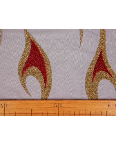 Tyl odevný s plameňmi a glitrami - 1 m | Mimib