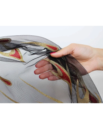 Tyl odevný s plameňmi a glitrami - 1 m | Mimib