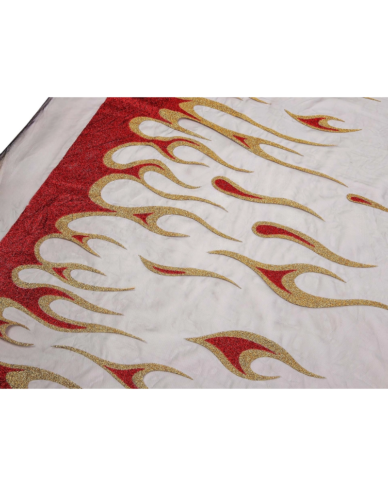 Tyl odevný s plameňmi a glitrami - 1 m | Mimib