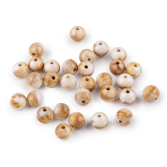 Plastové korálky imitujúce mramor Ø10 mm - 20 g | Mimib