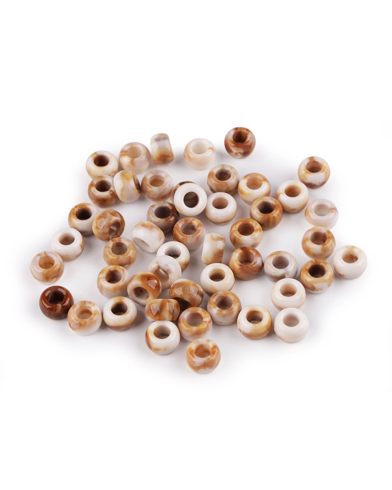 Plastové korálky s veľkým prievlakom imitujúce mramor 6x9 mm - 20 g | Mimib