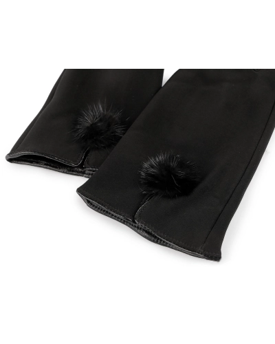 Dámske rukavice s kožušinovým brmbolcom prechodné, dotykové - 1 pár | Mimib