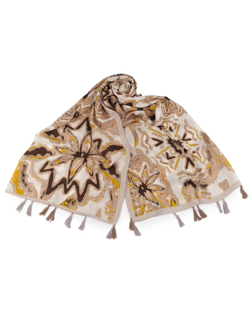 Šatka / šál / pléd s kvetmi a strapcami 80x180 cm - 1 ks | Mimib