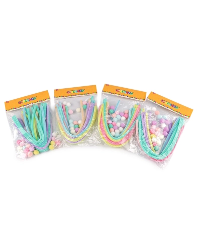 Kreatívna sada chlpaté drôtiky a brmbolce pastelové - 1 sada | Mimib