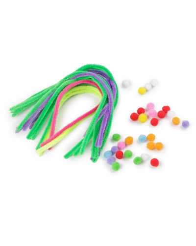 Kreatívna sada chlpaté drôtiky a brmbolce neónové - 1 sada | Mimib