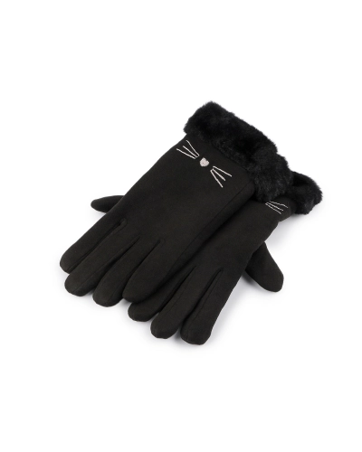 Dievčenské rukavice s kožušinou zateplené, dotykové - 1 pár | Mimib