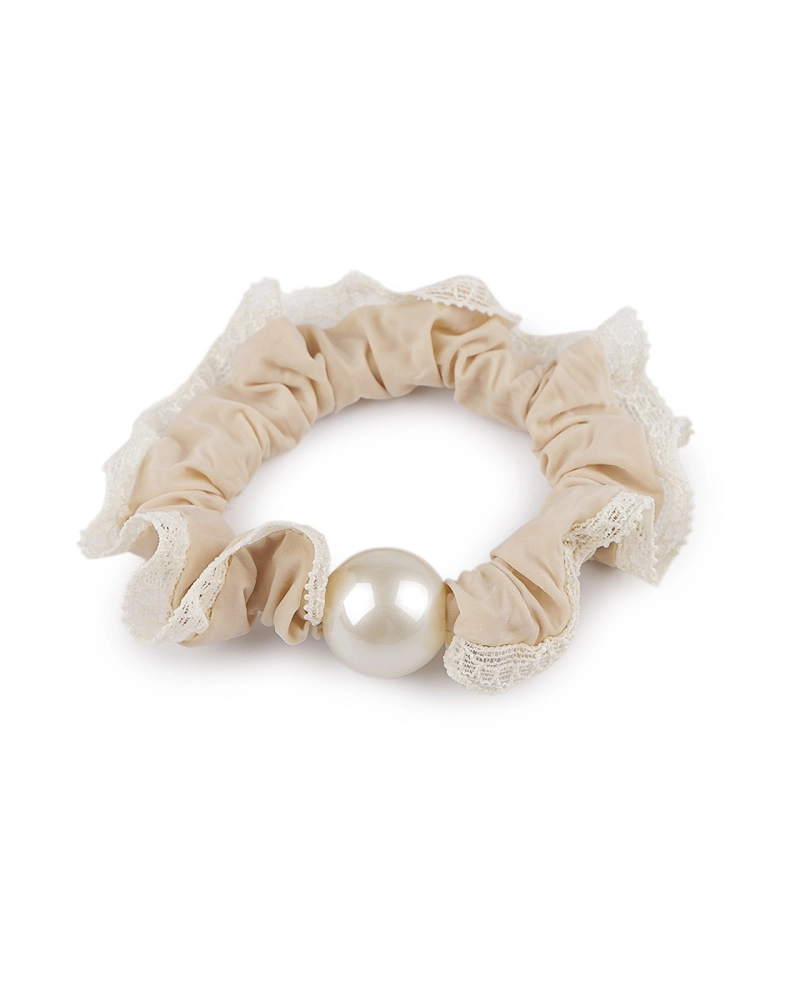 Gumička do vlasov / náramok s perlou a čipkou - 1 ks | Mimib