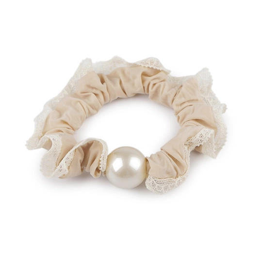 Gumička do vlasov / náramok s perlou a čipkou - 1 ks | Mimib