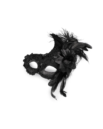 Karnevalová maska - škraboška čipková s perím - 1 ks | Mimib