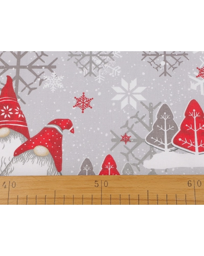 Vianočná bavlnená látka / plátno škriatok - 1 m | Mimib