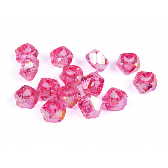 Plastové korálky s velkým průvlekem  s AB efektem 8x13 mm | Mimib