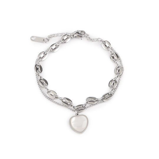 Náramok z nerezovej ocele dvojitý, srdce - 1 ks | Mimib
