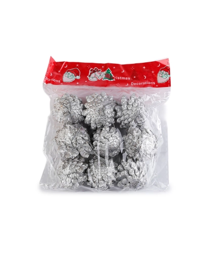 Vianočné šišky metalické na zavesenie - 9 ks | Mimib