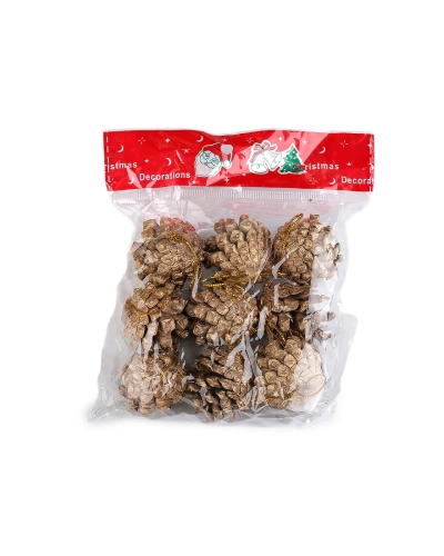 Vianočné šišky metalické na zavesenie - 9 ks | Mimib