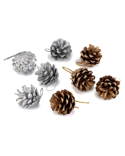 Vianočné šišky metalické na zavesenie - 9 ks | Mimib