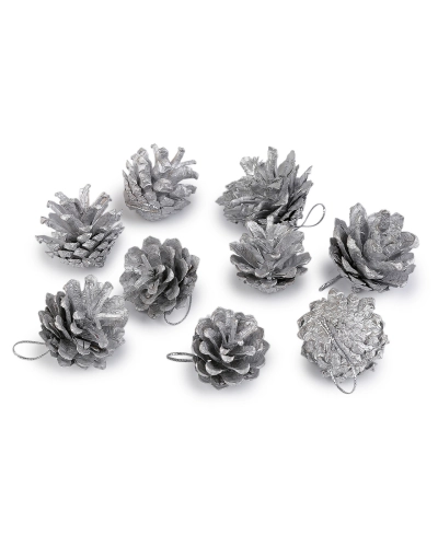 Vianočné šišky metalické na zavesenie - 9 ks | Mimib