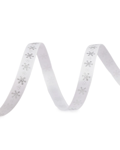 Vianočná rypsová stuha vločky šírka 10 mm - 22.5 m | Mimib