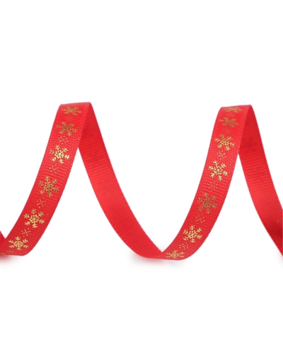 Vianočná rypsová stuha vločky šírka 10 mm - 22.5 m | Mimib