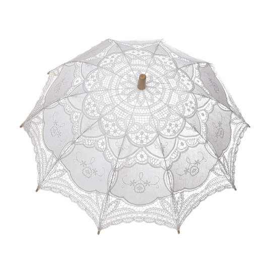 Svadobný dáždnik bavlnený, vyšívaný na fotenie - 1 ks | Mimib