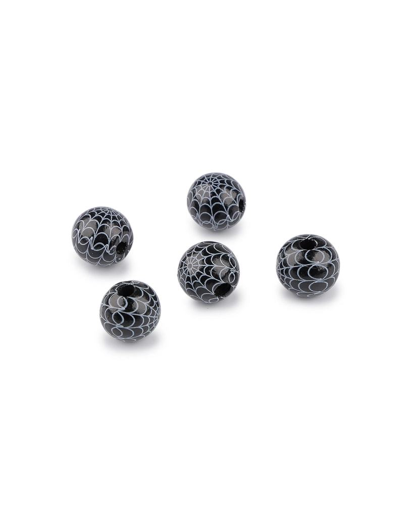 Drevené korálky pavučina Halloween Ø16 mm - 5 ks | Mimib