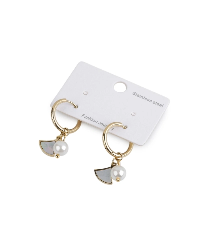 Náušnice z nerezovej ocele krúžky s perlou - 1 pár | Mimib