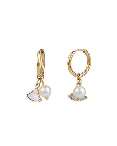 Náušnice z nerezovej ocele krúžky s perlou - 1 pár | Mimib