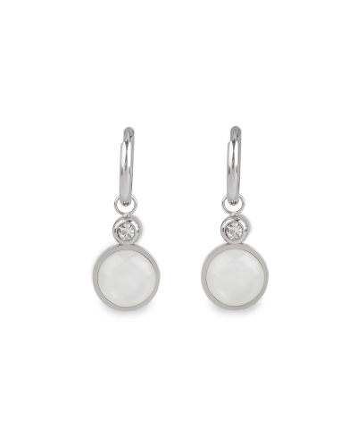 Náušnice z nerezovej ocele krúžky s brúseným kamienkom a perleťou - 1 pár | Mimib