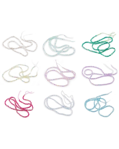 Sklenené korálky brúsené ohňovky 2 mm s AB efektom, na šnúrke - 1 sáčok | Mimib