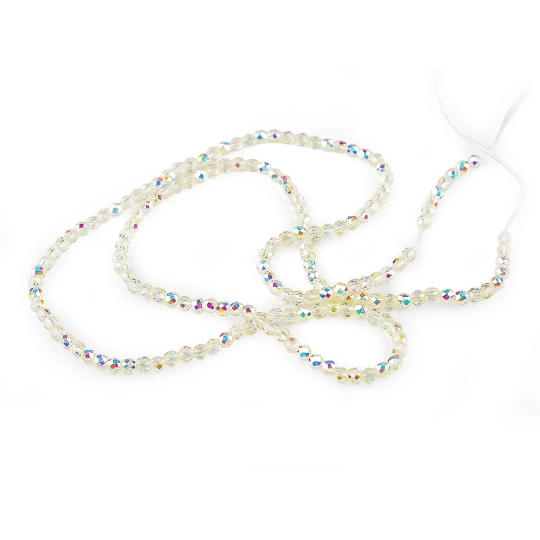 Sklenené korálky brúsené ohňovky 2 mm s AB efektom, na šnúrke - 1 sáčok | Mimib