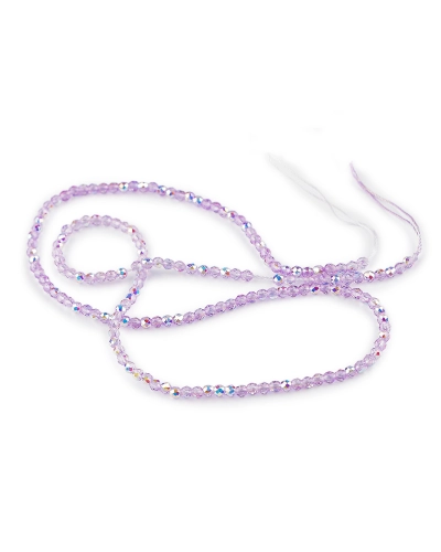 Sklenené korálky brúsené ohňovky 2 mm s AB efektom, na šnúrke - 1 sáčok | Mimib