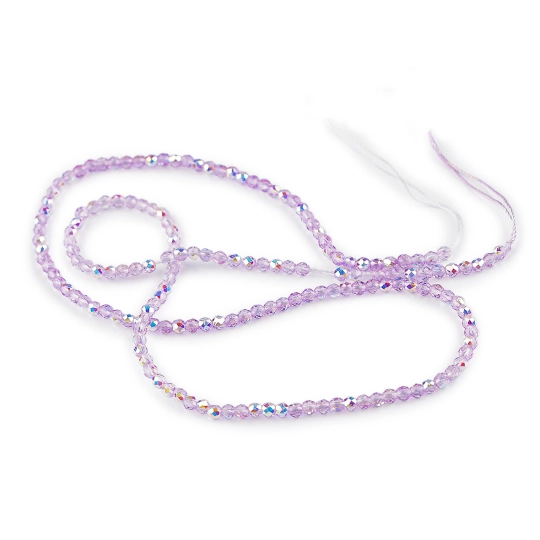 Sklenené korálky brúsené ohňovky 2 mm s AB efektom, na šnúrke - 1 sáčok | Mimib