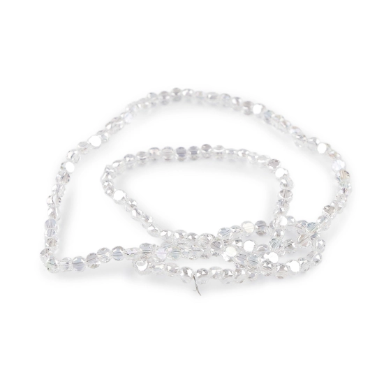 Sklenené korálky brúsené 4 mm ploché, na drôtiku - 1 sáčok | Mimib