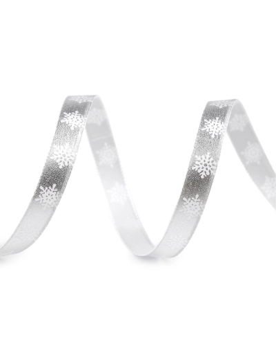 Vianočná stuha metalická vločky šírka 10 mm - 22.5 m | Mimib