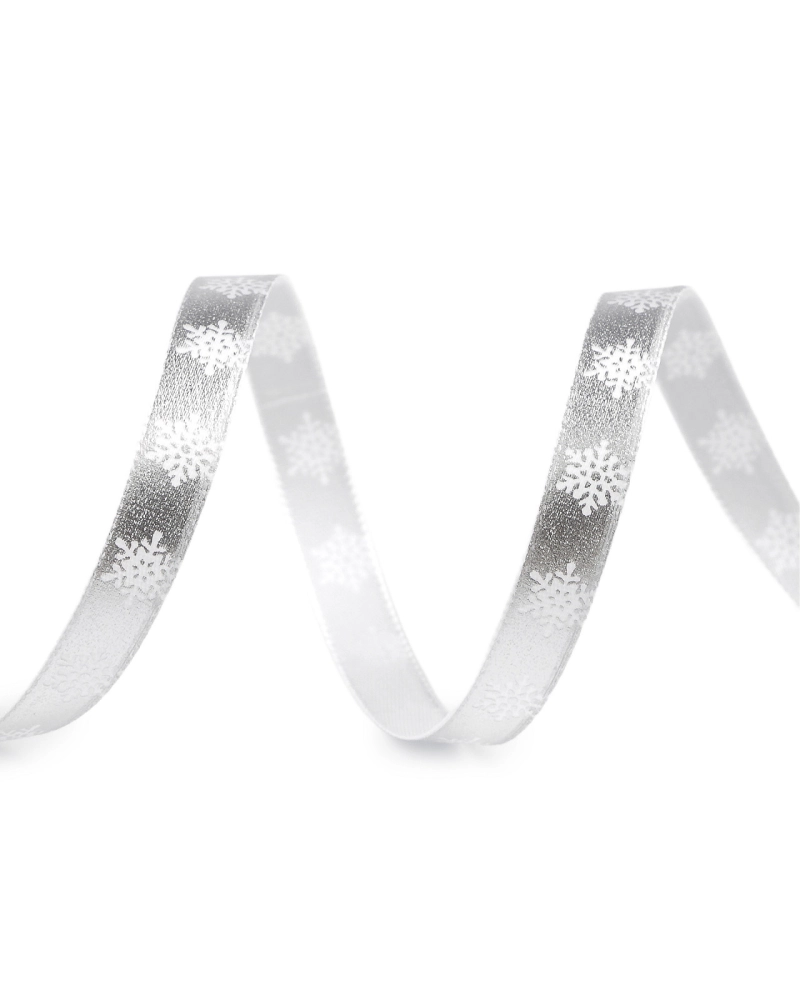 Vianočná stuha metalická vločky šírka 10 mm - 22.5 m | Mimib