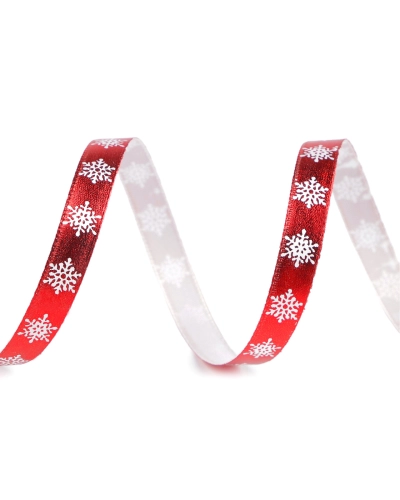 Vianočná stuha metalická vločky šírka 10 mm - 22.5 m | Mimib