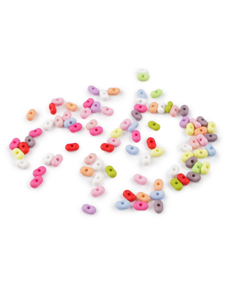 Plastové korálky peanut, farebný mix 4x6 mm - 10 g | Mimib