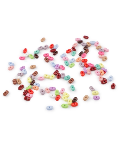 Plastové korálky peanut, farebný mix 4x6 mm - 10 g | Mimib