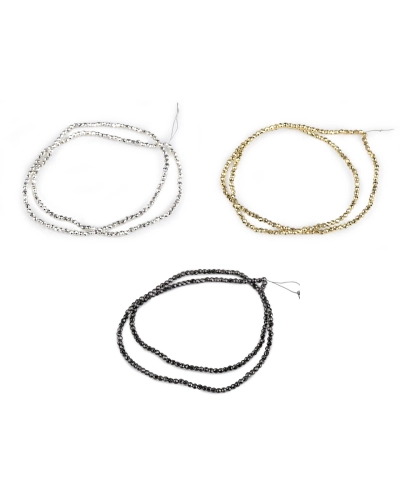 Sklenené korálky brúsené ohňovky 2 mm metalické, na drôtiku - 1 sáčok | Mimib