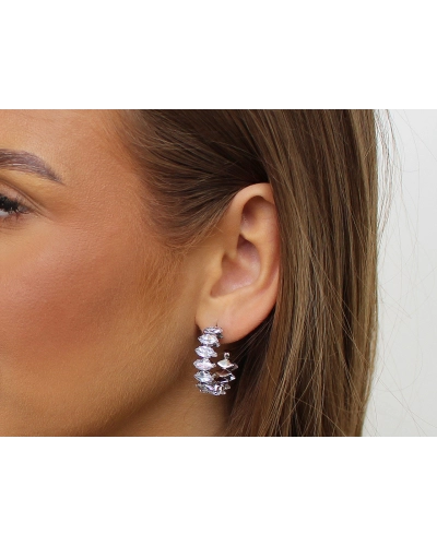 Náušnice kruhy z nerezovej ocele s brúsenými kamienkami - 1 pár | Mimib