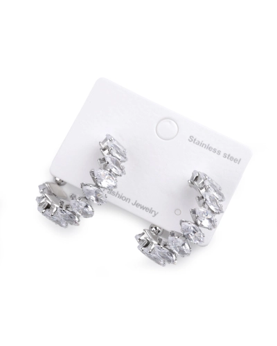 Náušnice kruhy z nerezovej ocele s brúsenými kamienkami - 1 pár | Mimib