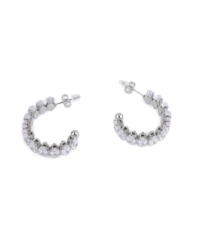 Náušnice kruhy z nerezovej ocele s brúsenými kamienkami - 1 pár | Mimib