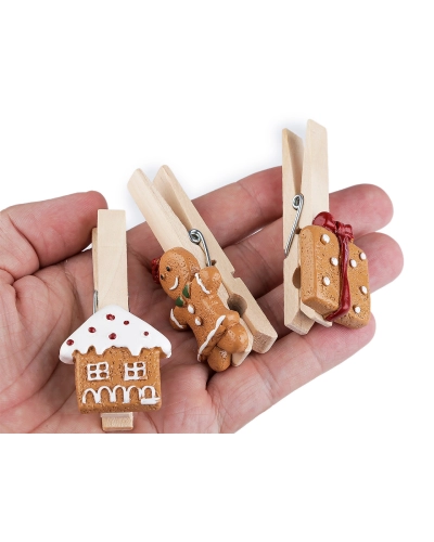 Veľké vianočné štipce - perníčky sada 3 ks - 1 sáčok | Mimib
