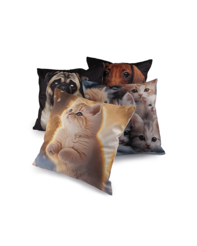 Zamatová obliečka na vankúš pes, mačka 45x45 cm - 1 ks | Mimib