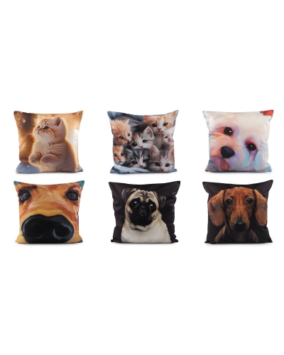 Zamatová obliečka na vankúš pes, mačka 45x45 cm - 1 ks | Mimib