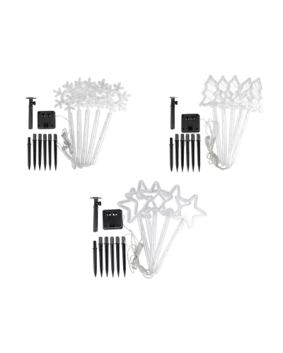 Vianočné solárne svietidlo so zápichom stromčeky, hviezdy, vločky - 1 sada | Mimib