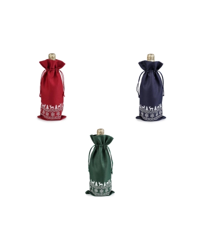 Vianočné darčekové vrecúško na fľašu 15x32 cm - 1 ks | Mimib