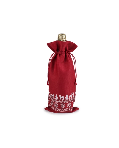 Vianočné darčekové vrecúško na fľašu 15x32 cm - 1 ks | Mimib
