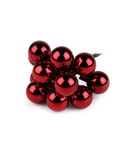 Vianočná sklenená banka na drôtiku Ø2,5 cm - mat a lesk - 12 ks | Mimib