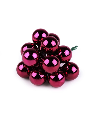 Vianočná sklenená banka na drôtiku Ø2,5 cm - mat a lesk - 12 ks | Mimib