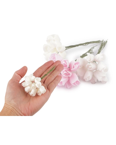 Umelá penová mini ruža na drôtiku - 1 zväzok | Mimib